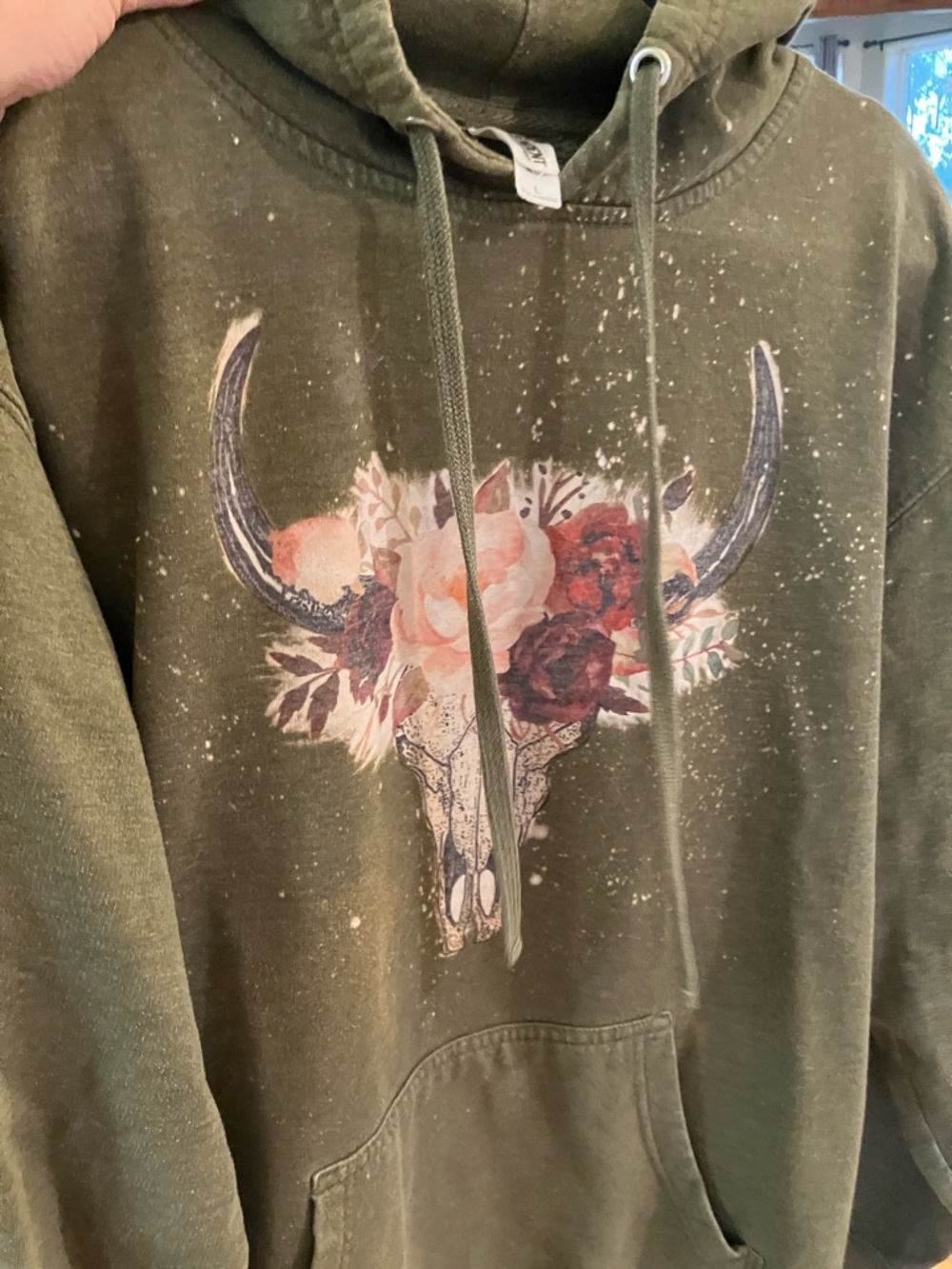 Western Floral Skull Pullover Hoodie - Picture 5 of 7